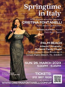 A poster of cristina fontanelli performing in italy.