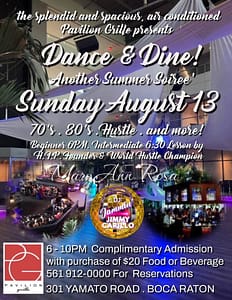 A poster for the dance and dine event.