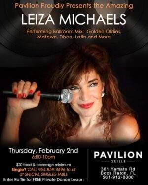 A poster of leiza michaels performing at the pavilion.