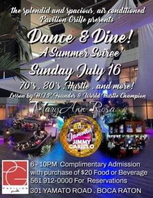 A poster for the dance and dine event.