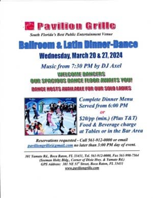 A flyer for the ballroom and latin dance event.