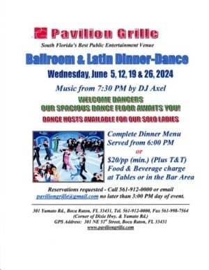 A flyer for the ballroom and latin dance event.