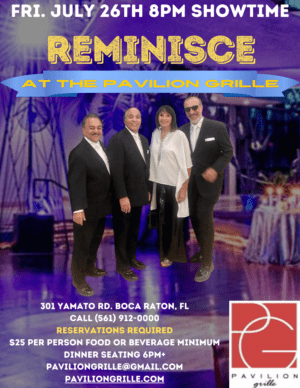 A poster of the band reminisce at the pavilion.