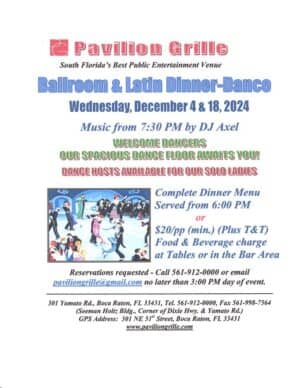 A flyer for the ballroom and latin dance event.