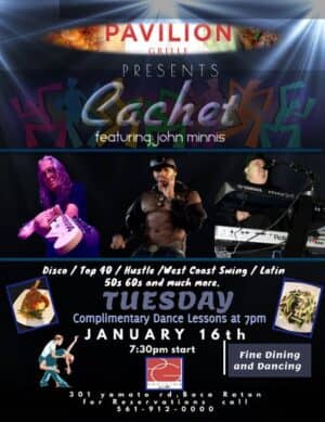 A poster of cachet performing at the event.