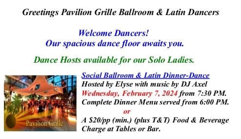 A ballroom dance floor is available for the solo ladies.